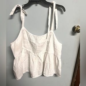 White tank top with tie straps